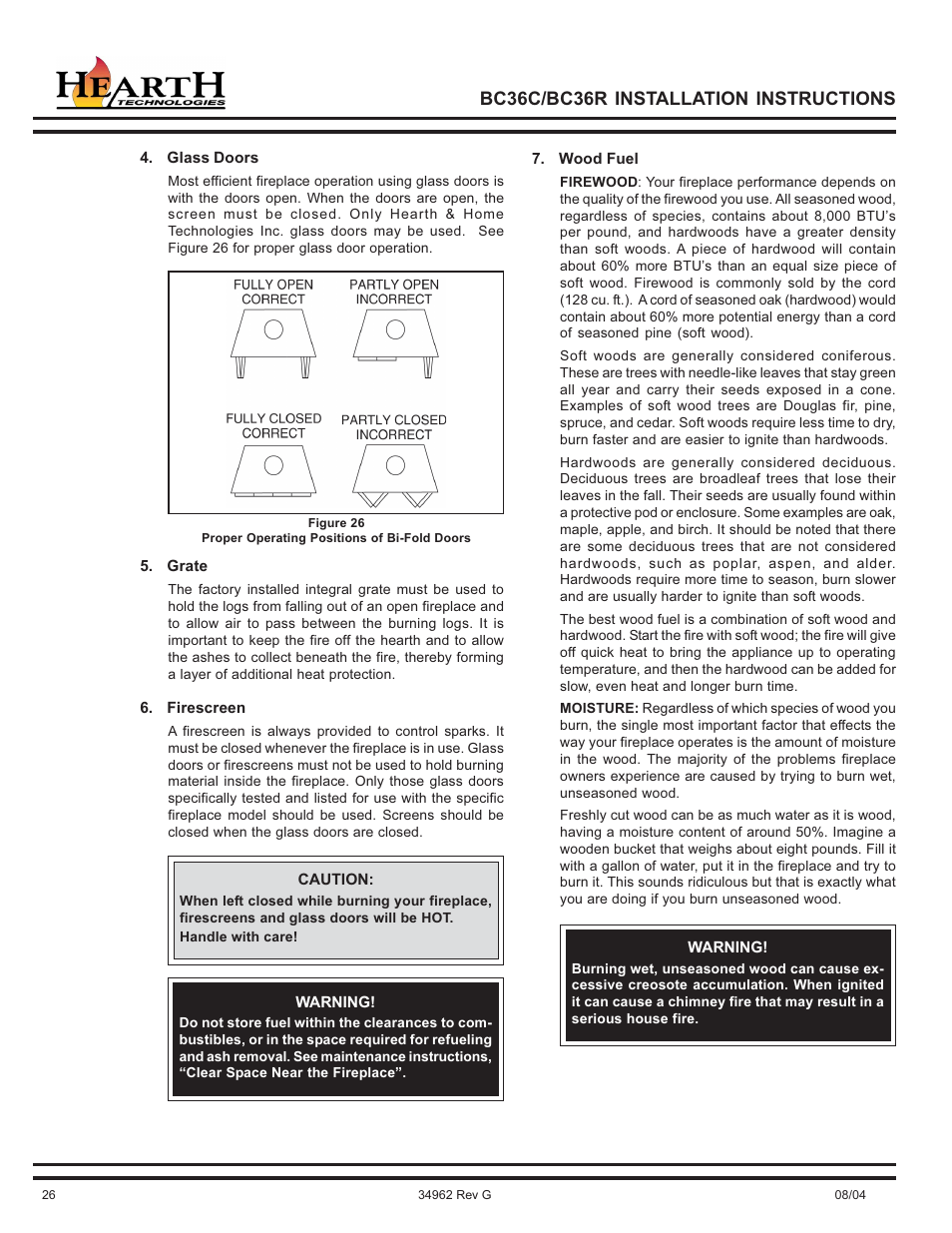 Bc36c/bc36r installation instructions | Hearth and Home Technologies BC36C User Manual | Page 26 / 32