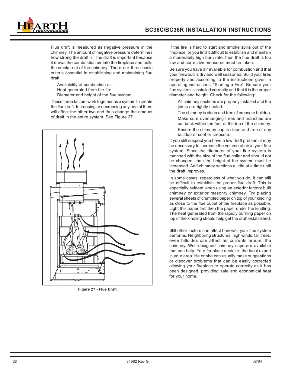 Bc36c/bc36r installation instructions | Hearth and Home Technologies BC36C User Manual | Page 28 / 32