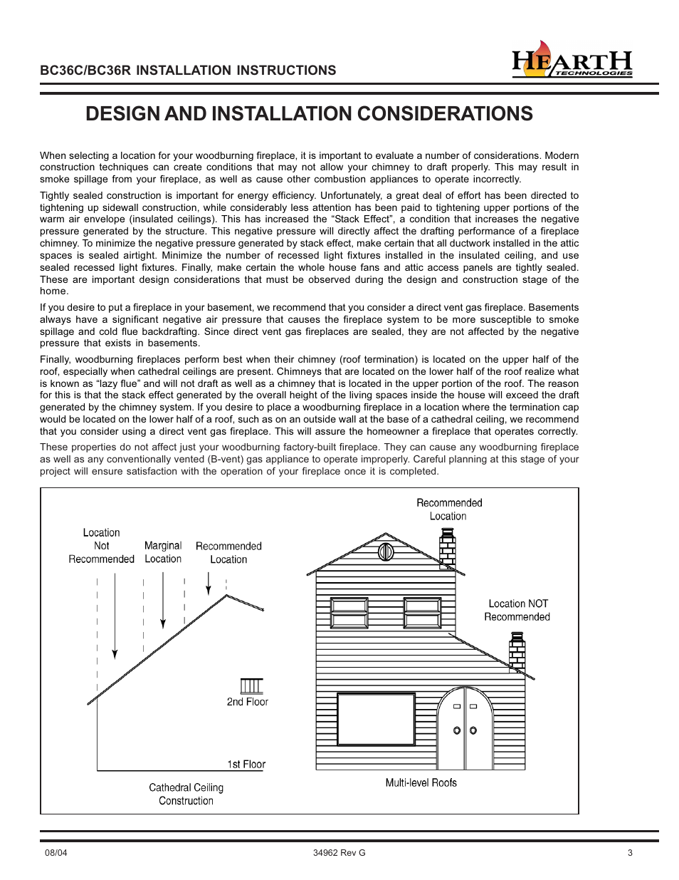 Design and installation considerations | Hearth and Home Technologies BC36C User Manual | Page 3 / 32
