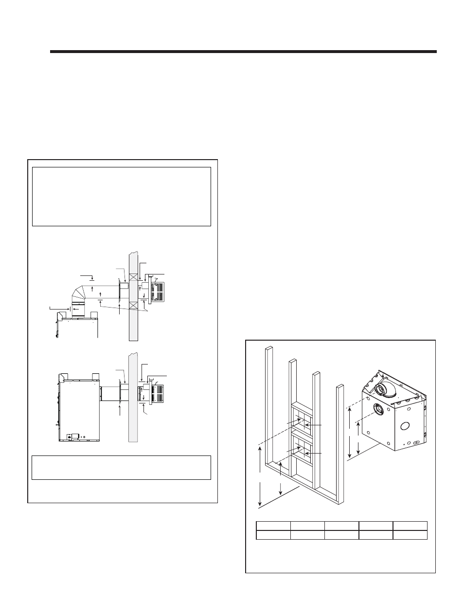 Vent clearances and framing, A. pipe clearances to combustibles, B. wall penetration framing | Hearth and Home Technologies 6000GLX-IPI-R User Manual | Page 33 / 72