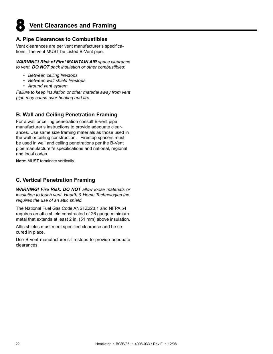 Hearth and Home Technologies BCBV36I User Manual | Page 22 / 44