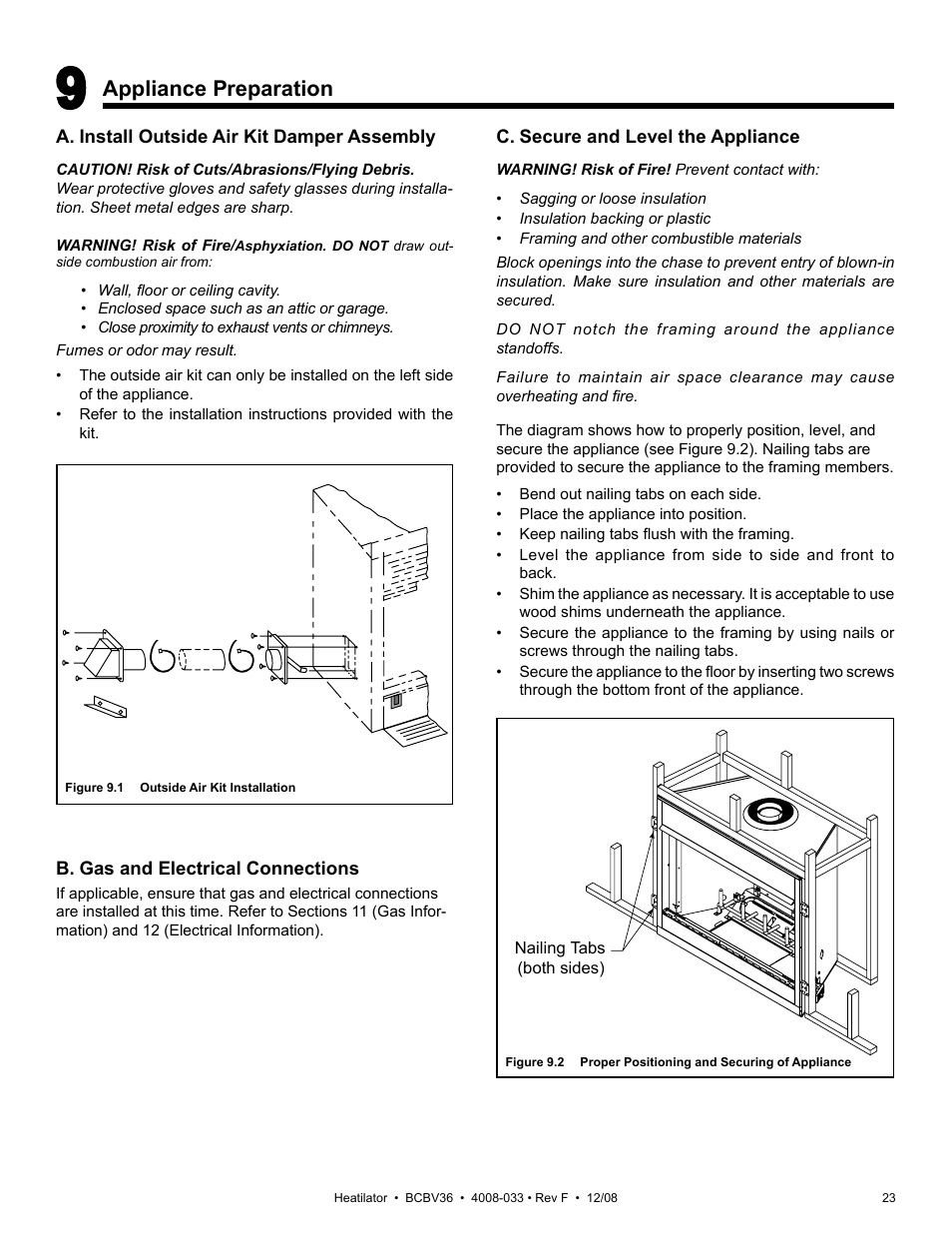 Appliance preparation | Hearth and Home Technologies BCBV36I User Manual | Page 23 / 44