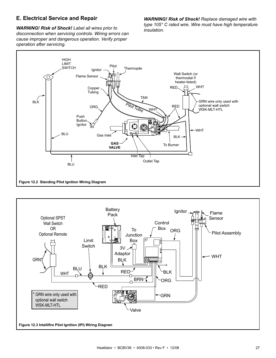 E. electrical service and repair | Hearth and Home Technologies BCBV36I User Manual | Page 27 / 44