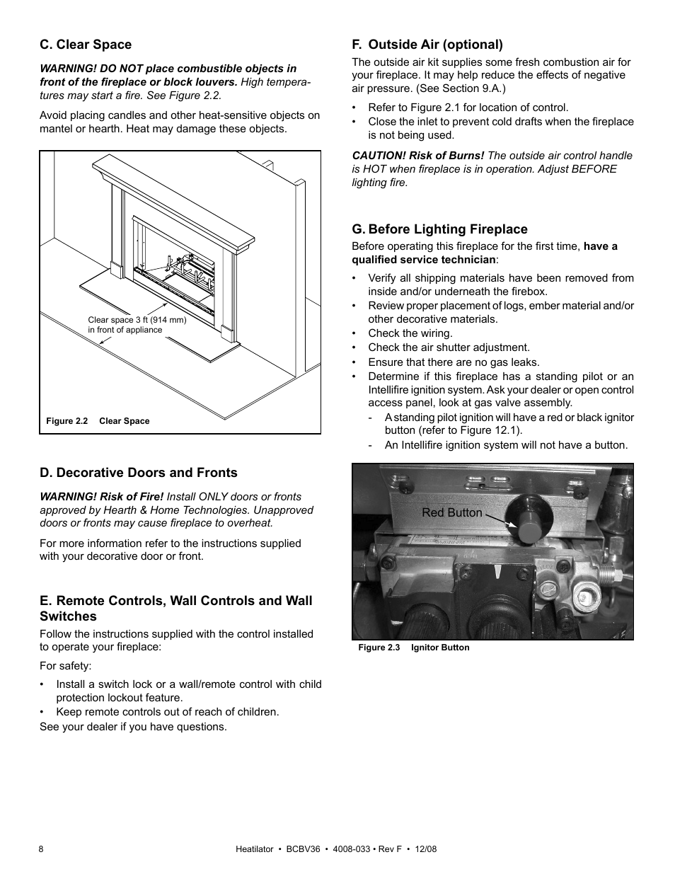 Hearth and Home Technologies BCBV36I User Manual | Page 8 / 44