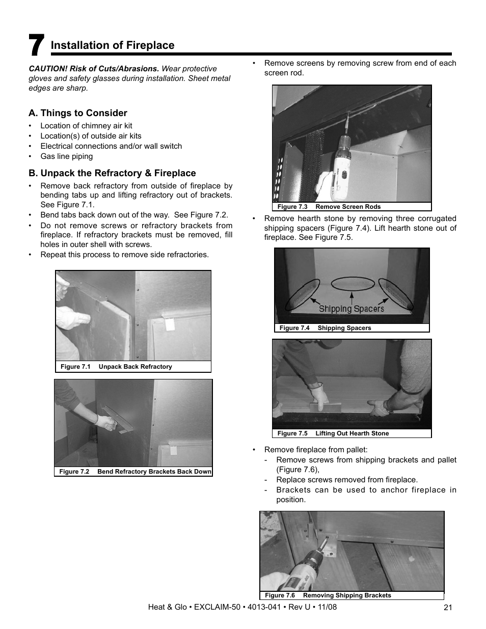 Installation of fireplace | Hearth and Home Technologies EXCLAIM-50 User Manual | Page 21 / 52