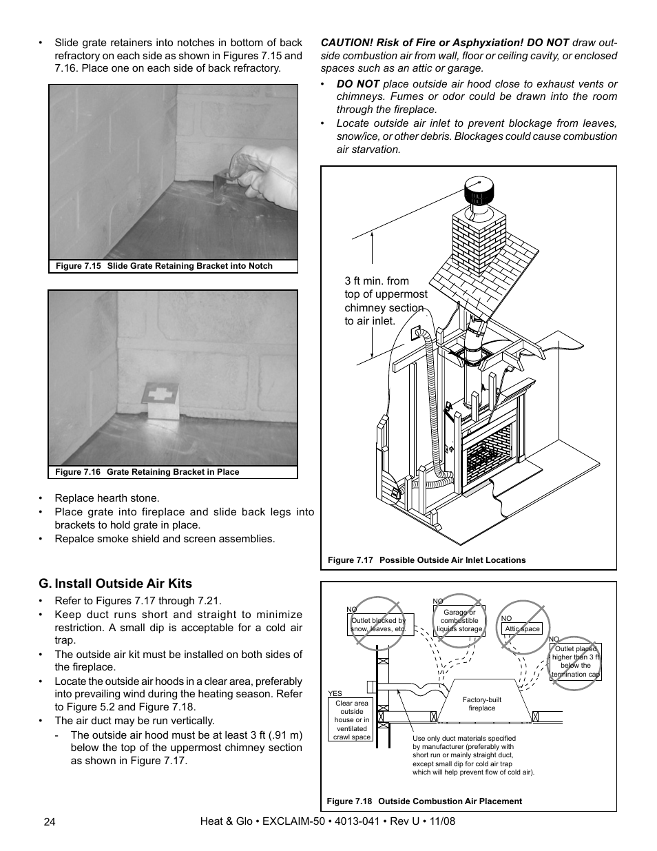 G. install outside air kits | Hearth and Home Technologies EXCLAIM-50 User Manual | Page 24 / 52