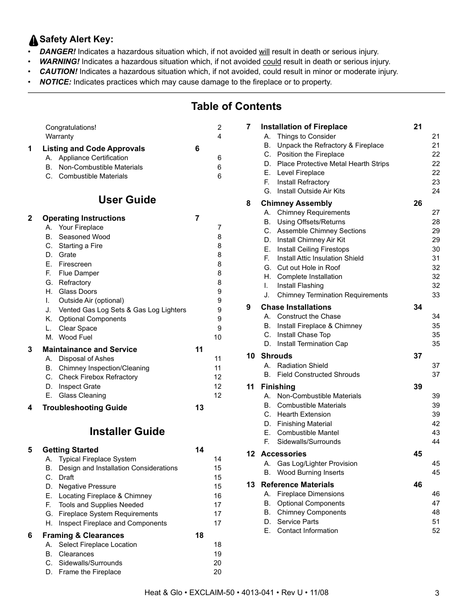 Hearth and Home Technologies EXCLAIM-50 User Manual | Page 3 / 52