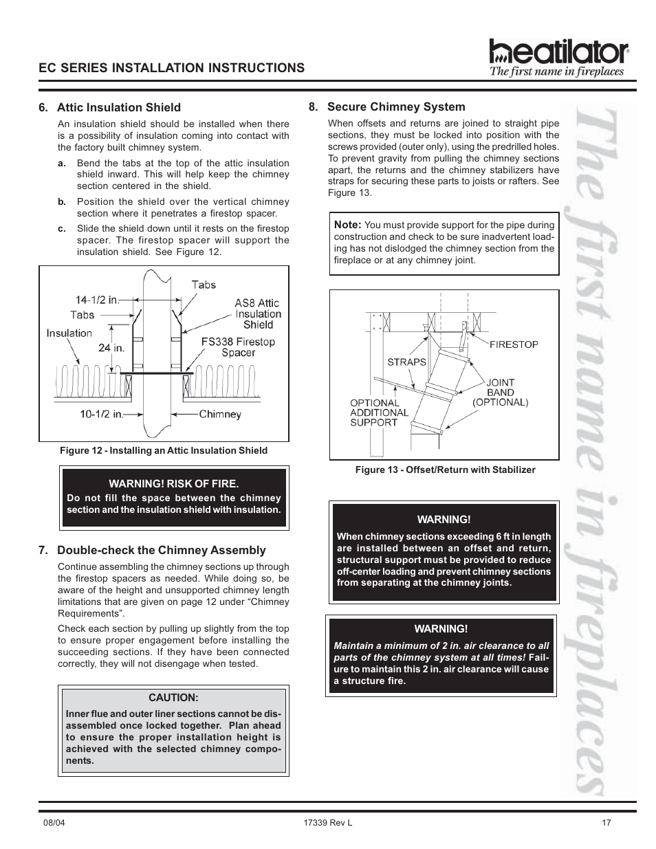 Ec series installation instructions | Hearth and Home Technologies EC36 User Manual | Page 17 / 32