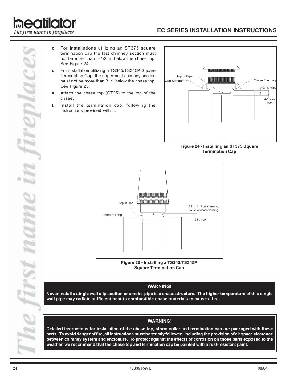 Ec series installation instructions | Hearth and Home Technologies EC36 User Manual | Page 24 / 32