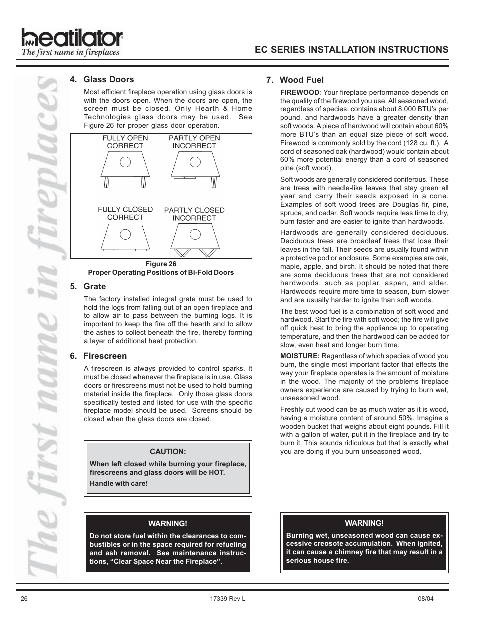 Ec series installation instructions | Hearth and Home Technologies EC36 User Manual | Page 26 / 32