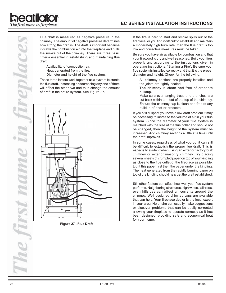 Ec series installation instructions | Hearth and Home Technologies EC36 User Manual | Page 28 / 32