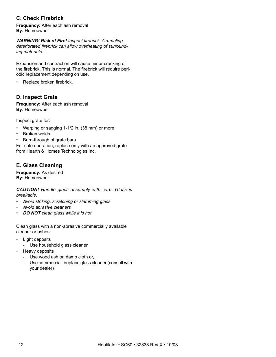Hearth and Home Technologies HEATILATOR SC60 User Manual | Page 12 / 48