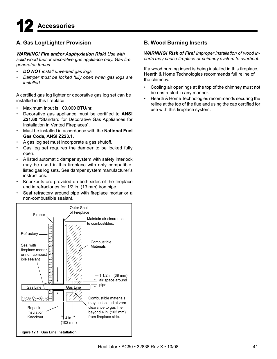 Accessories | Hearth and Home Technologies HEATILATOR SC60 User Manual | Page 41 / 48
