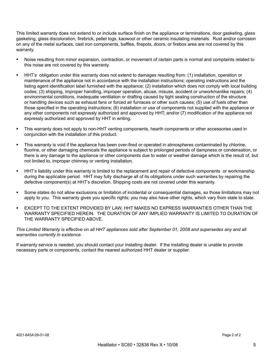 Hearth and Home Technologies HEATILATOR SC60 User Manual | Page 5 / 48