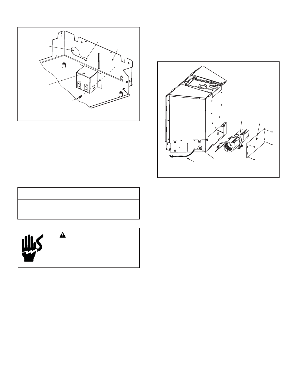 Caution, Warning, B. junction box installation | C. installation for fan (optional) | Hearth and Home Technologies FB-IN-S User Manual | Page 18 / 44