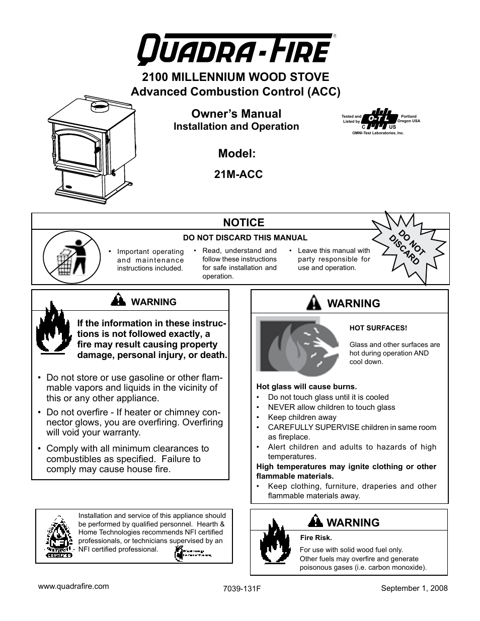 Hearth and Home Technologies 21M-ACC User Manual | 44 pages