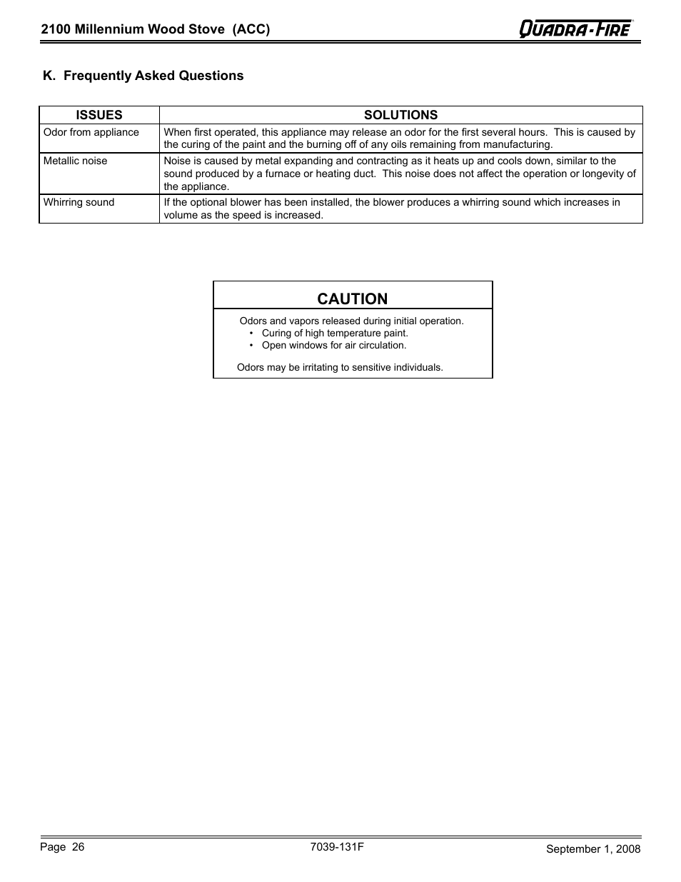 Caution | Hearth and Home Technologies 21M-ACC User Manual | Page 26 / 44