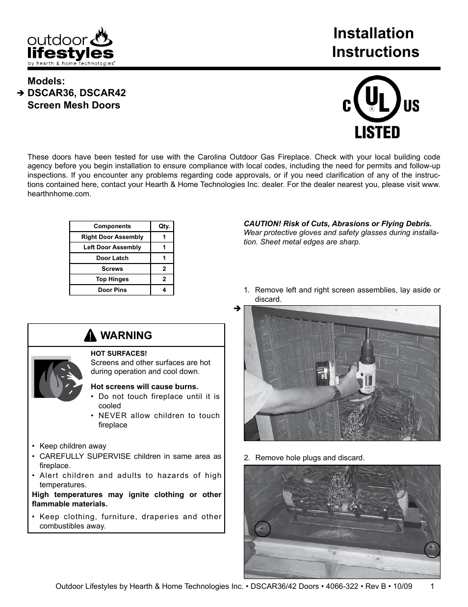 Hearth and Home Technologies DSCAR36 User Manual | 4 pages