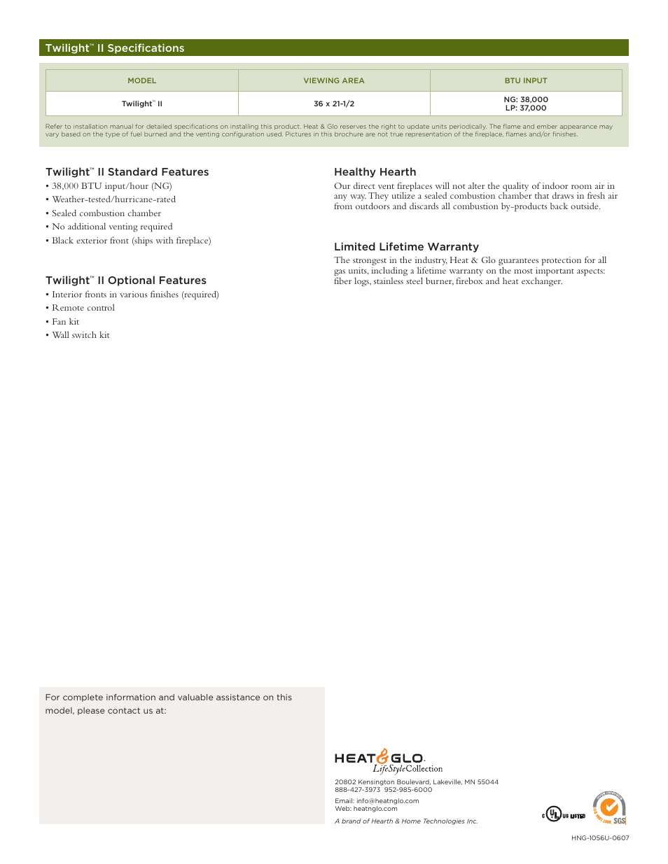Hearth and Home Technologies Twilight II User Manual | Page 4 / 4