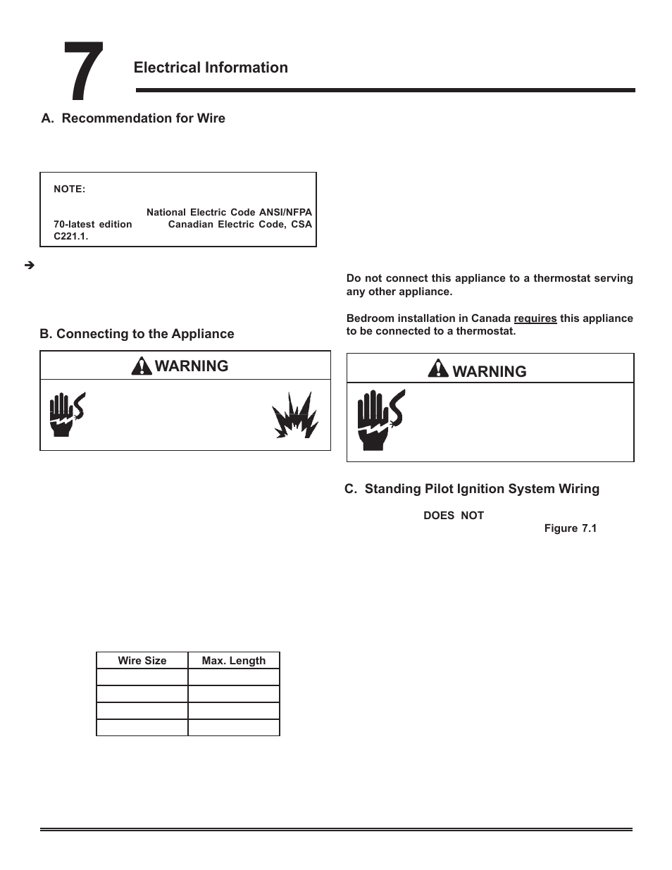 Electrical information, Warning | Hearth and Home Technologies Direct Vent Gas Appliance COLBAY-FS-B User Manual | Page 26 / 49