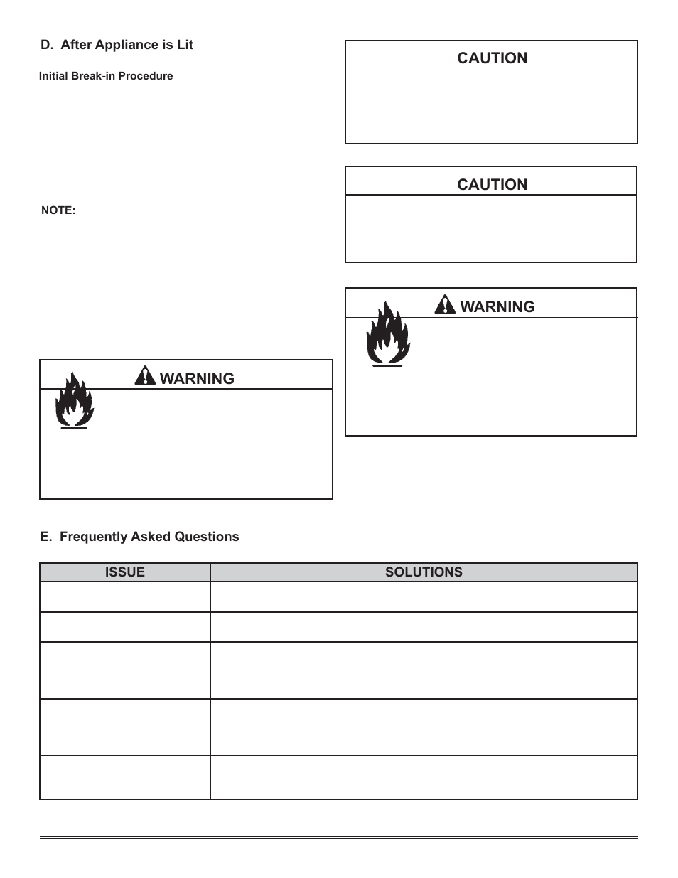 Warning, Caution | Hearth and Home Technologies Direct Vent Gas Appliance COLBAY-FS-B User Manual | Page 35 / 49