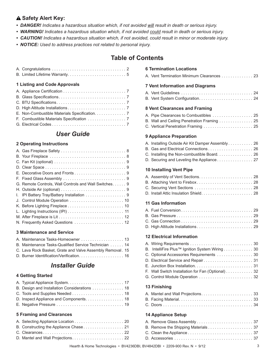 Hearth and Home Technologies Hearth&Home Fireplace BV4236DBI User Manual | Page 3 / 52