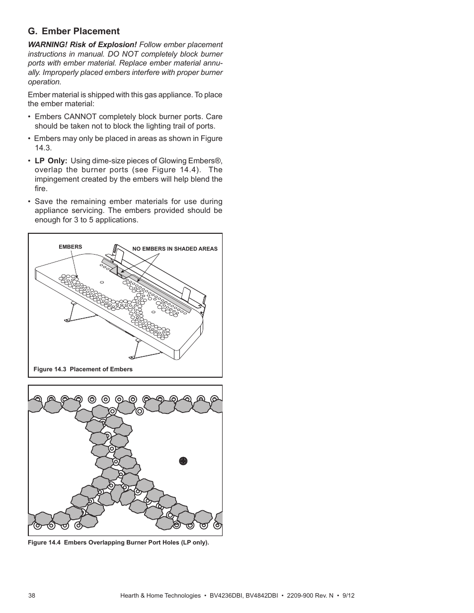 G. ember placement | Hearth and Home Technologies Hearth&Home Fireplace BV4236DBI User Manual | Page 38 / 52
