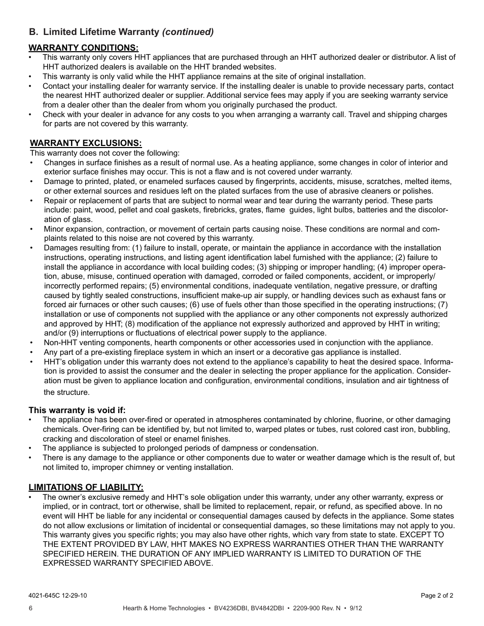 Hearth and Home Technologies Hearth&Home Fireplace BV4236DBI User Manual | Page 6 / 52
