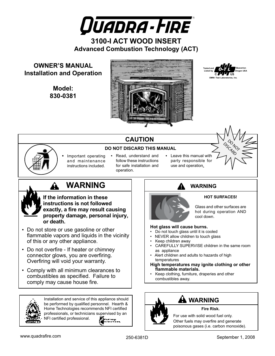 Hearth and Home Technologies 3100-I User Manual | 28 pages