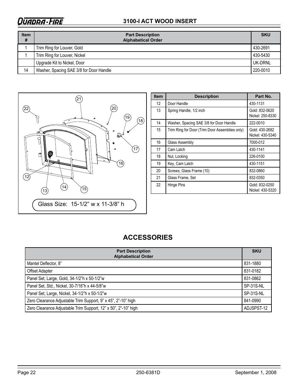 Accessories, 3100-i act wood insert | Hearth and Home Technologies 3100-I User Manual | Page 22 / 28