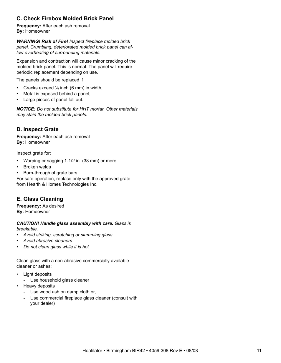 Hearth and Home Technologies BIR42 User Manual | Page 11 / 56