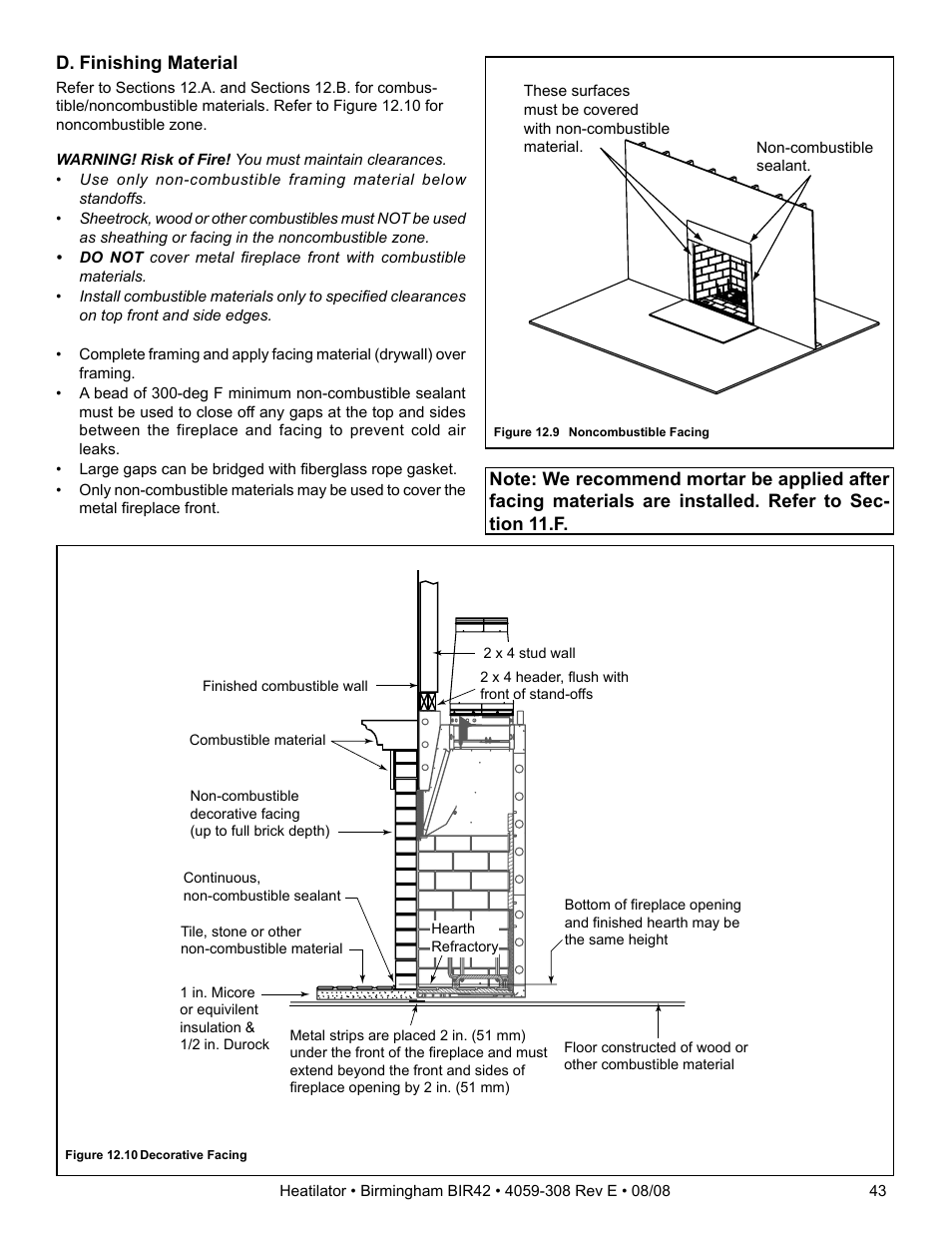Hearth and Home Technologies BIR42 User Manual | Page 43 / 56