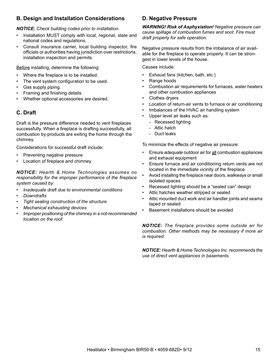 Hearth and Home Technologies BIR50-B User Manual | Page 15 / 50