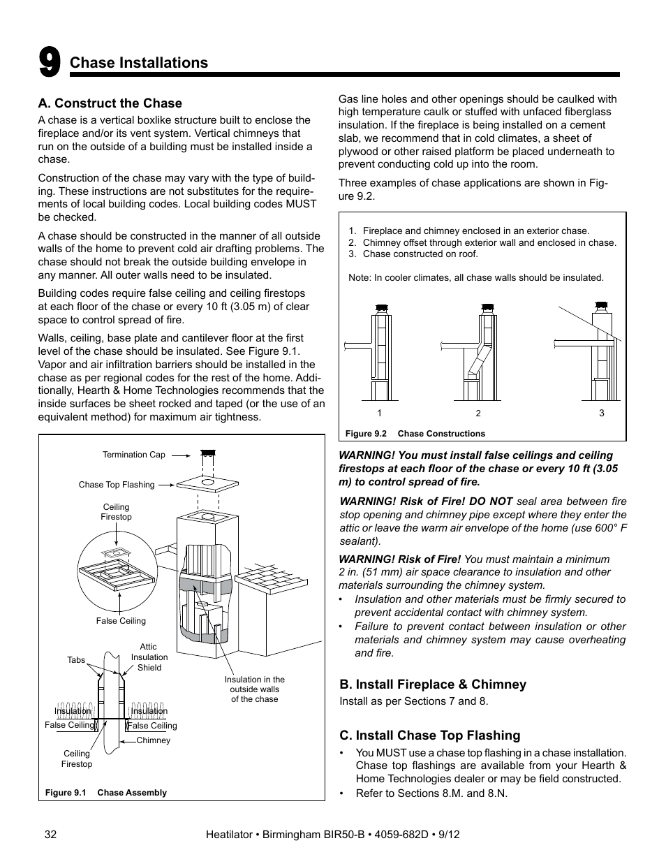 Chase installations | Hearth and Home Technologies BIR50-B User Manual | Page 32 / 50