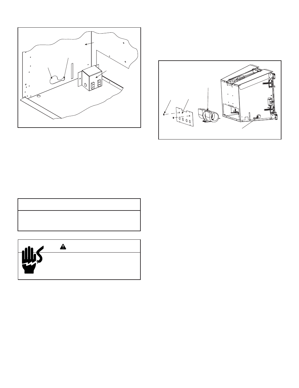 Caution, Warning, B. junction box installation | C. installation for fan (optional) | Hearth and Home Technologies FireBrick Gas Insert ADI-ZCFB-S User Manual | Page 18 / 40