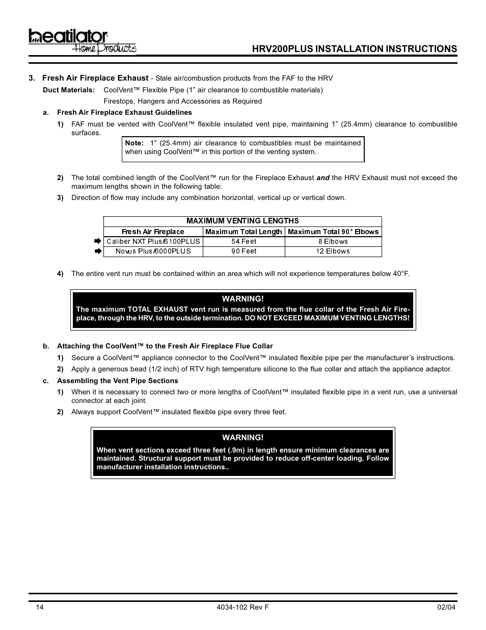 Hrv200plus installation instructions | Hearth and Home Technologies Heat Recovery Ventilator HRV200PLUS User Manual | Page 14 / 48