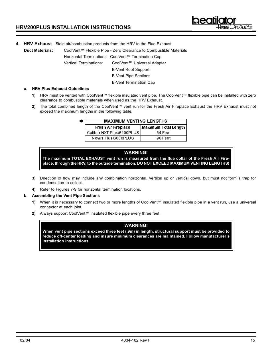 Hrv200plus installation instructions | Hearth and Home Technologies Heat Recovery Ventilator HRV200PLUS User Manual | Page 15 / 48