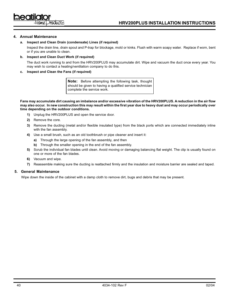 Hrv200plus installation instructions | Hearth and Home Technologies Heat Recovery Ventilator HRV200PLUS User Manual | Page 40 / 48