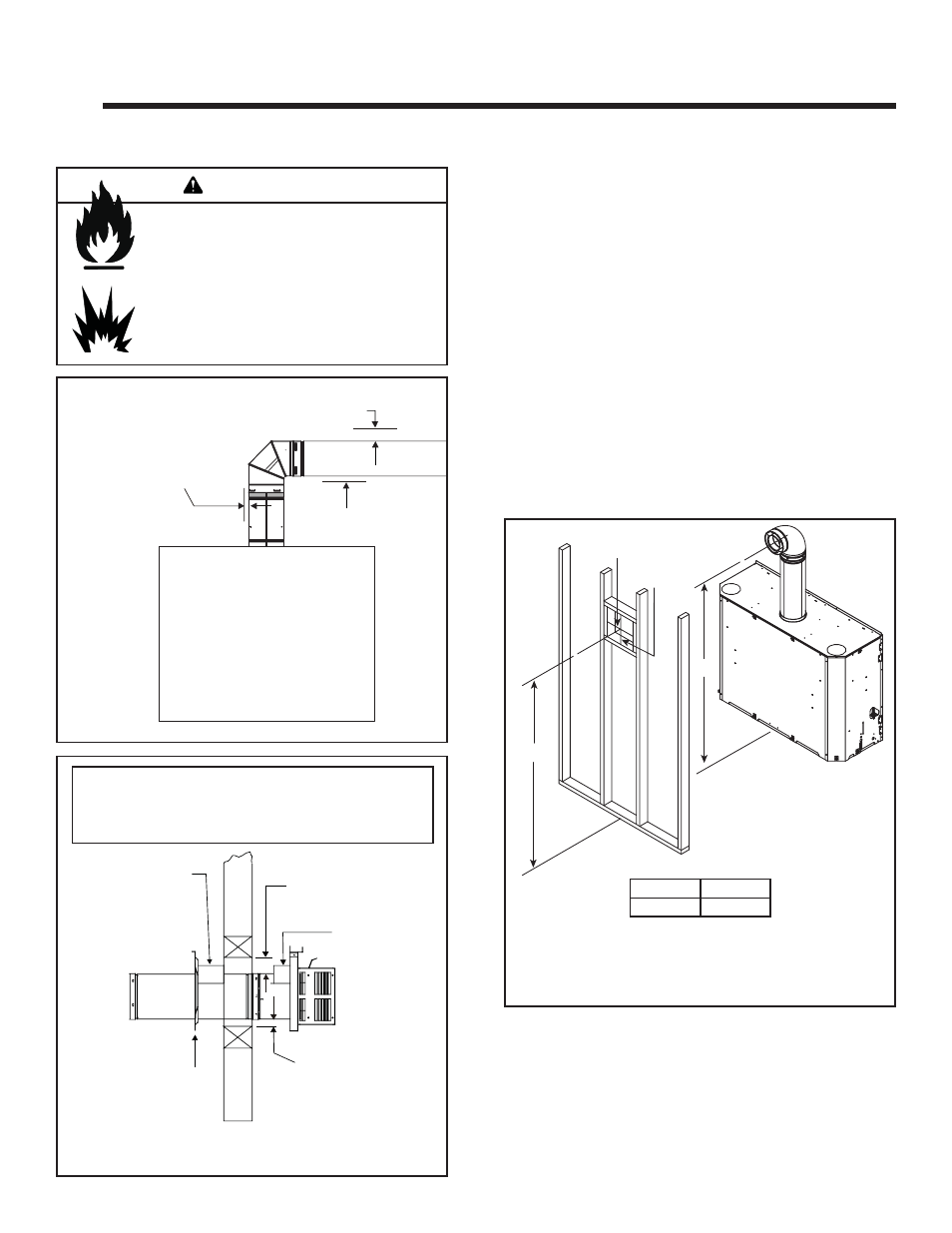 Vent clearances and framing, Warning, A. pipe clearances to combustibles | B. wall penetration framing | Hearth and Home Technologies ESCAPE-42DV User Manual | Page 18 / 57