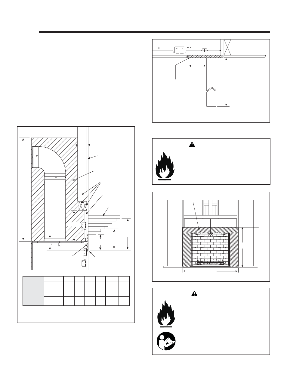 Finishing, Warning, A. mantel projections | B. facing material | Hearth and Home Technologies ESCAPE-42DV User Manual | Page 33 / 57