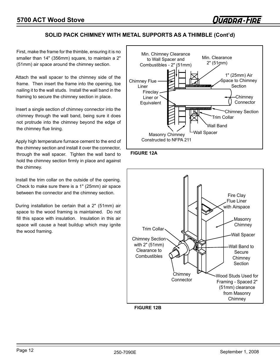 5700 act wood stove | Hearth and Home Technologies 820-0721 User Manual | Page 12 / 32