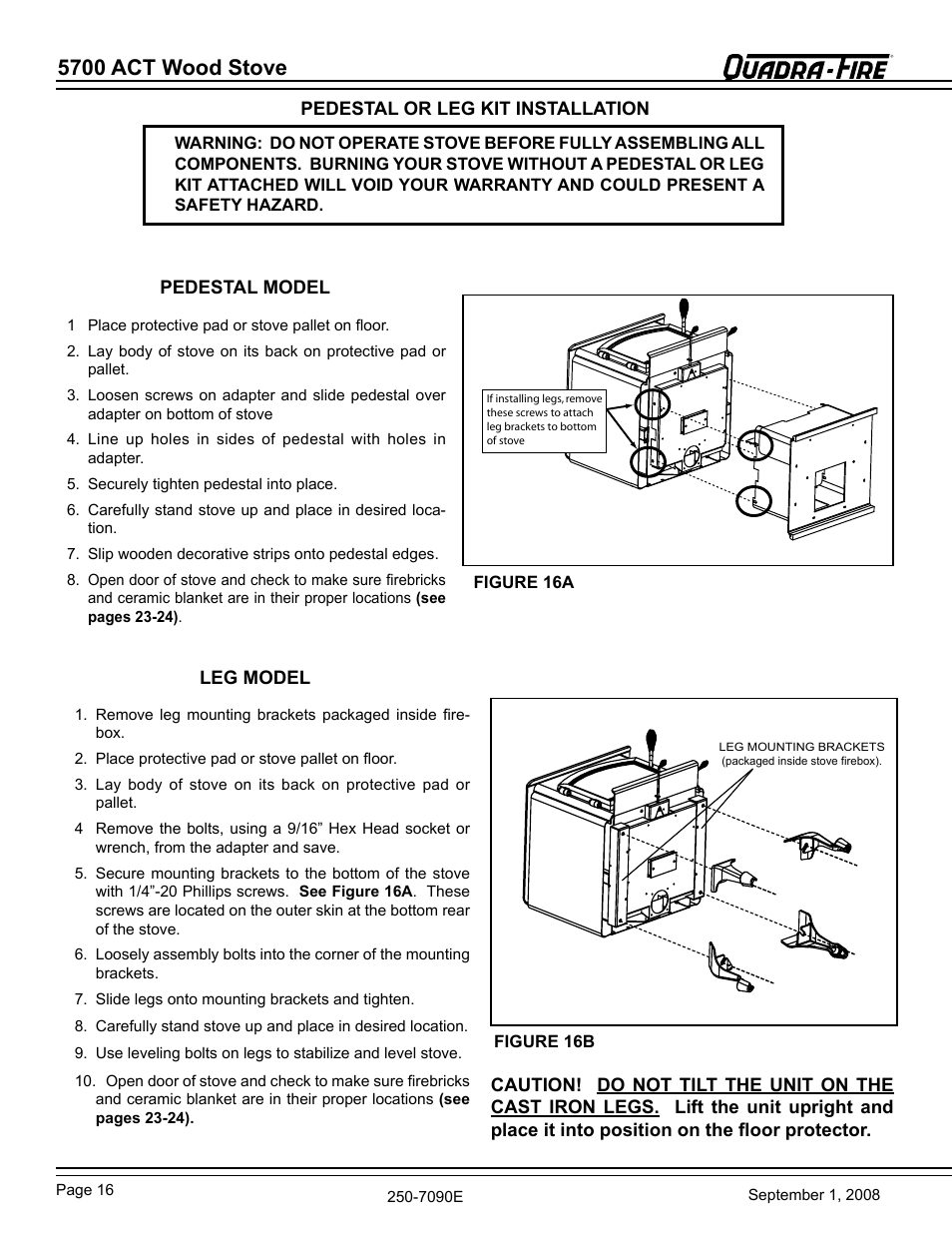 5700 act wood stove | Hearth and Home Technologies 820-0721 User Manual | Page 16 / 32