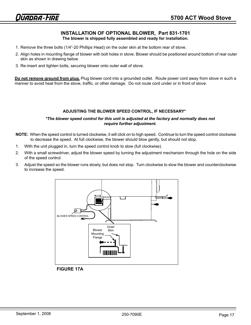 5700 act wood stove | Hearth and Home Technologies 820-0721 User Manual | Page 17 / 32