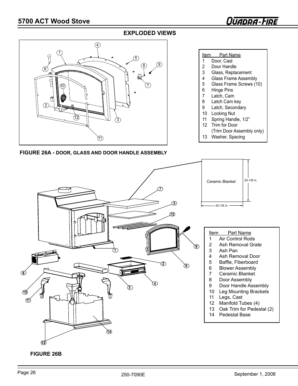 5700 act wood stove, Exploded views, Figure 26a | Figure 26b | Hearth and Home Technologies 820-0721 User Manual | Page 26 / 32