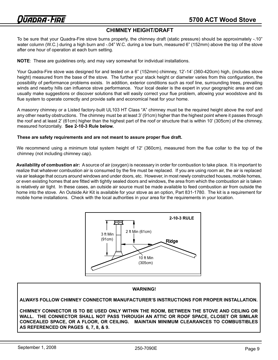 5700 act wood stove | Hearth and Home Technologies 820-0721 User Manual | Page 9 / 32