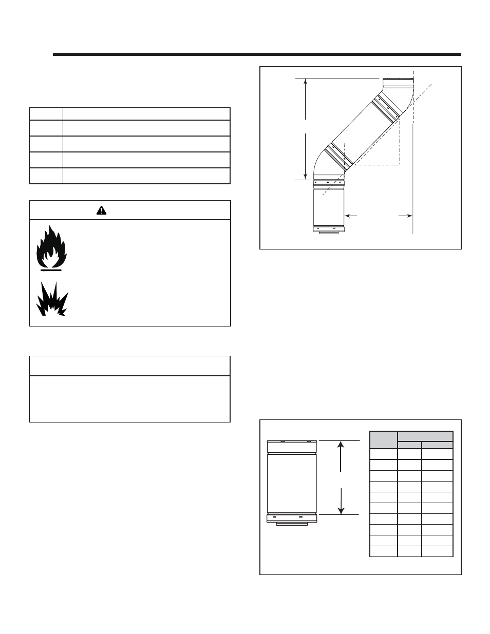 Caution, Vent information and diagrams, Warning | B. use of elbows, A. vent table key, C. measuring standards | Hearth and Home Technologies Cyclone-Cust User Manual | Page 12 / 46