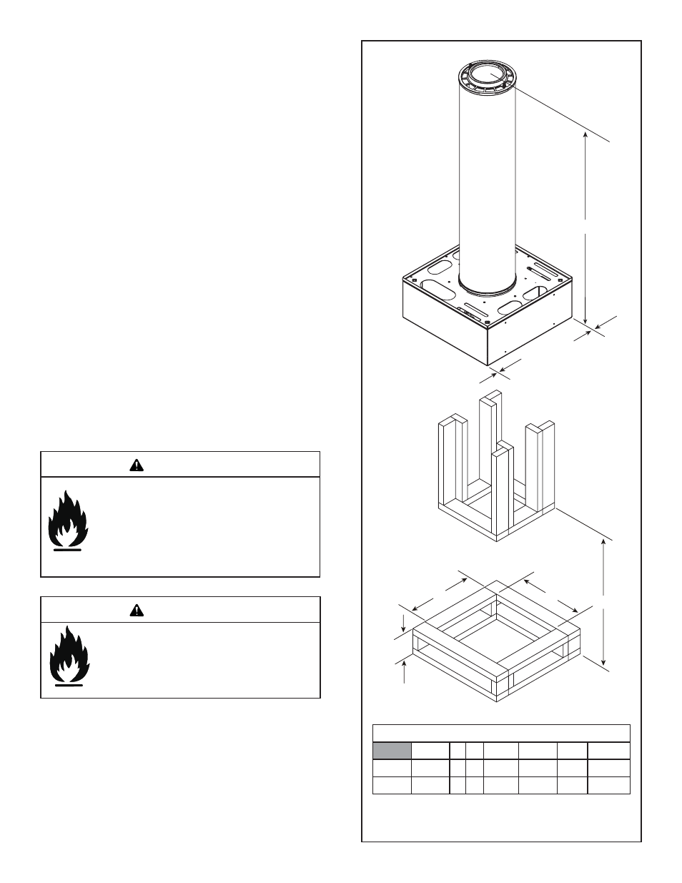 Warning, B. constructing the appliance chase, C. clearances | Hearth and Home Technologies Cyclone-Cust User Manual | Page 8 / 46
