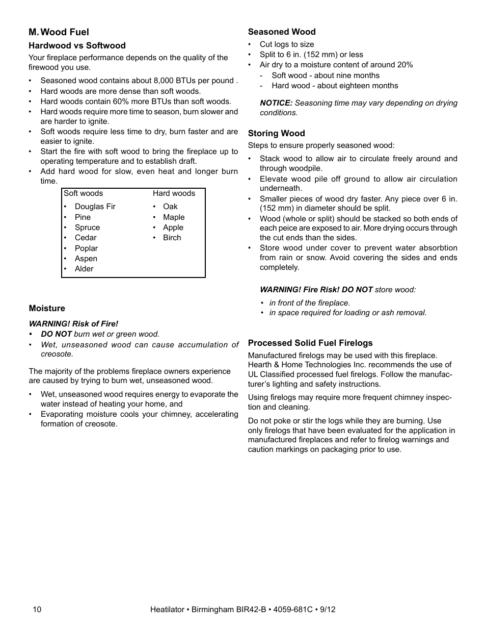 Hearth and Home Technologies BIR42-B User Manual | Page 10 / 55