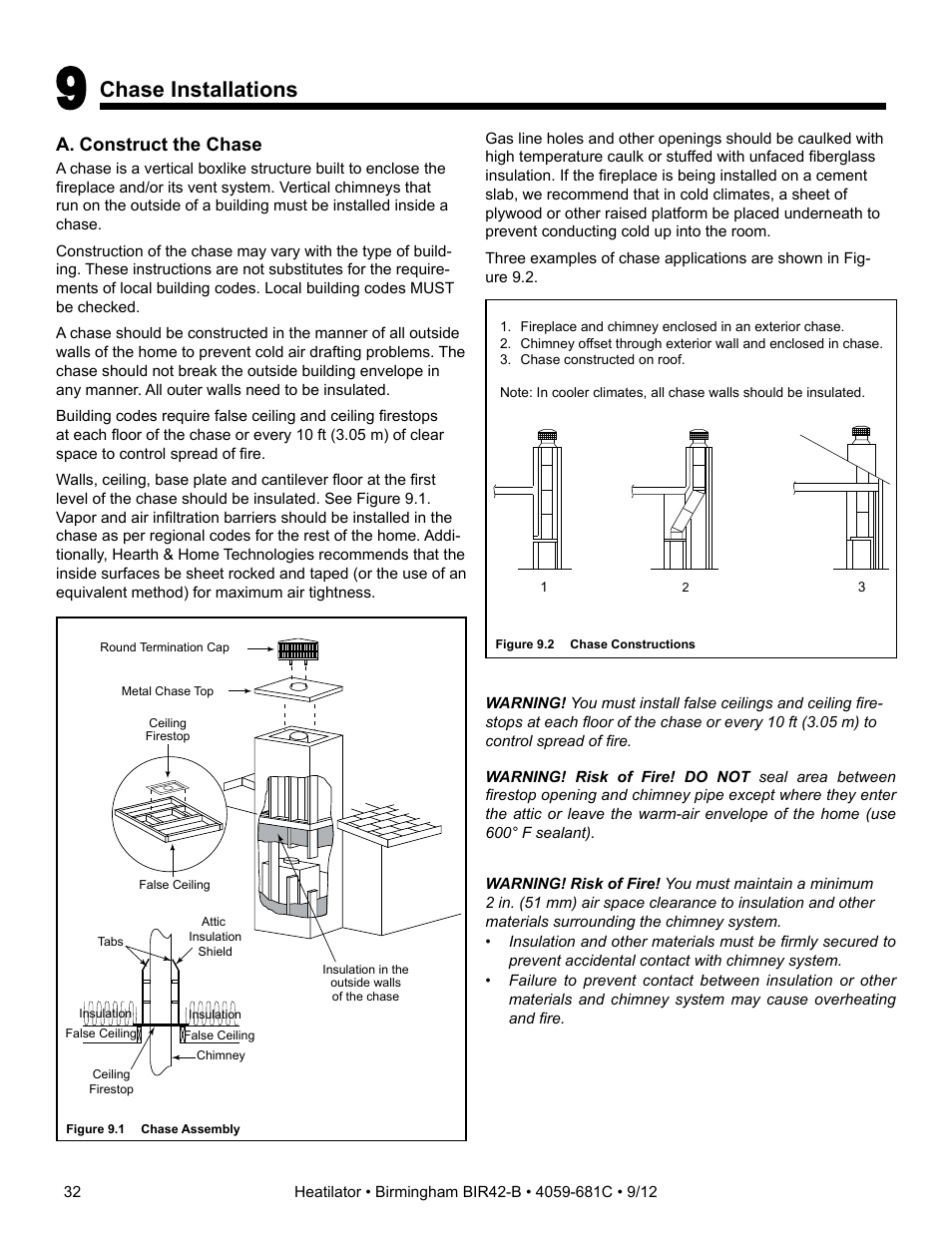 Chase installations | Hearth and Home Technologies BIR42-B User Manual | Page 32 / 55