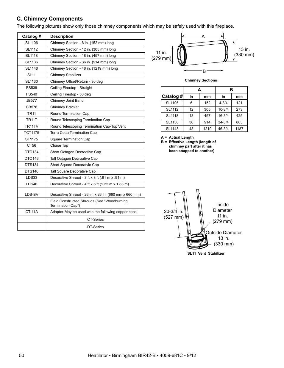 C. chimney components | Hearth and Home Technologies BIR42-B User Manual | Page 50 / 55